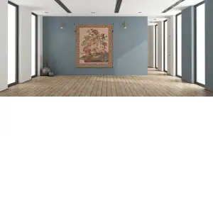 Mignon Bouquet Beige Belgian Tapestry - 33 in. x 40 in. Cotton/Viscose/Polyester by Abraham Mignon