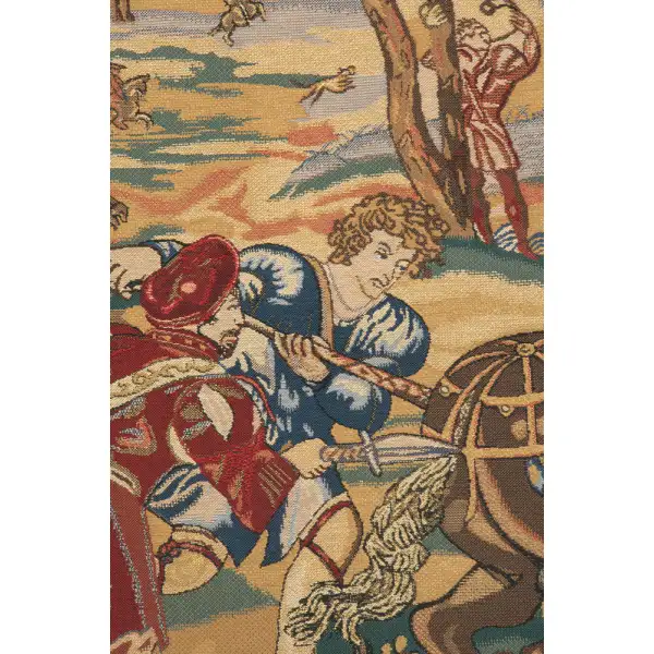 Hunt Of The Boar Belgian Tapestry - 69 in. x 44 in. Cotton/Viscose/Polyester by Bernard Van Orley | Close Up 2