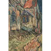 Church Of Auvers Belgian Tapestry - 33 in. x 40 in. Cotton/Viscose/Polyester by Vincent Van Gogh | Close Up 1