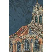 Church Of Auvers Belgian Tapestry - 33 in. x 40 in. Cotton/Viscose/Polyester by Vincent Van Gogh | Close Up 2