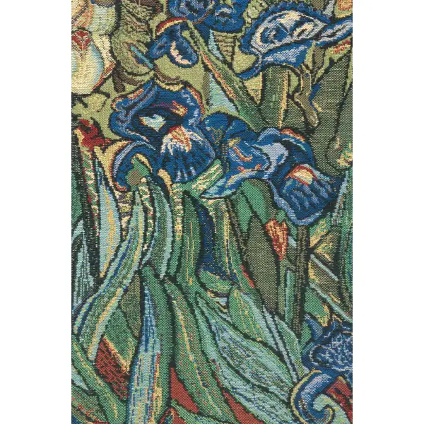 Les Iris Belgian Tapestry - 33 in. x 27 in. Cotton/Viscose/Polyester by Vincent Van Gogh | Close Up 1