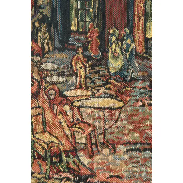 Van Gogh's Terrace Belgian Tapestry - 33 in. x 40 in. Cotton/Viscose/Polyester by Vincent Van Gogh | Close Up 1