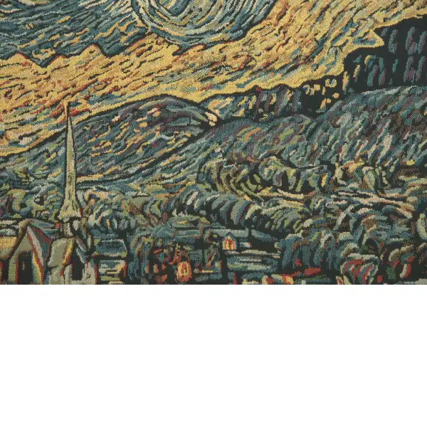 Van Gogh's Starry Night Belgian Tapestry - 40 in. x 33 in. Cotton/Viscose/Polyester by Vincent Van Gogh | Close Up 1