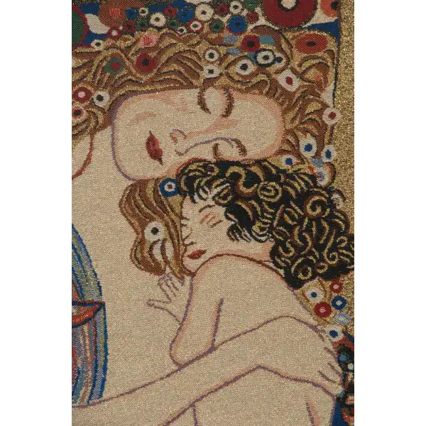 Klimt's Mother And Child Belgian Tapestry - 33 in. x 43 in. Cotton/Viscose/Polyester by Gustav Klimt | Close Up 1