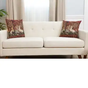 Sight II Belgian Woven Cushion Cover Tapestry Cushion Cover - 16 x 16" Hand Finished Pillow for Living Room - Decorative Throw Accent Pillow Cover for Sofa & Couch - Cushion Cover for Indoor Use