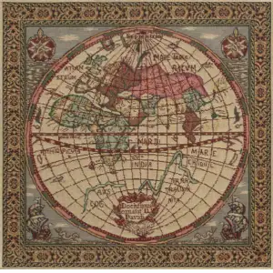 Map Of The East Belgian Cushion Cover - 16 in. x 16 in. Cotton/Viscose/Polyester by Charlotte Home Furnishings Inc