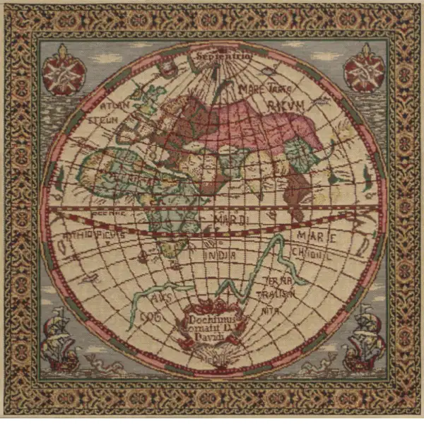 Map Of The East Belgian Cushion Cover - 16 in. x 16 in. Cotton/Viscose/Polyester by Charlotte Home Furnishings | Close Up 1