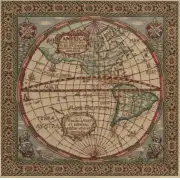 Map Of The West Belgian Cushion Cover - 16 in. x 16 in. Cotton/Viscose/Polyester by Charlotte Home Furnishings | Close Up 1