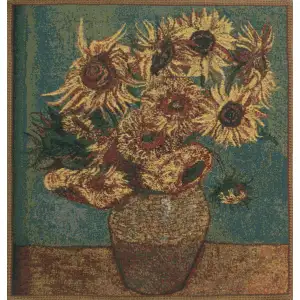 Sunflowers Yellow Belgian Cushion Cover - 16x16" Handmade Square Pillow for Living Room - Floral Tapestry Cushion for Indoor - Vincent Van Gogh Accent Pillow Cover - Cushion Cover for Sofa Bed & Couch