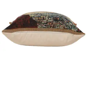 Stary Night Belgian Woven Cushion Cover - 16 x 16" Hand Finished Square Pillow for Living Room - Vincent Van Gogh Throw Accent Pillow Cover for Sofa Bed Couch - Cushion Cover for Indoor Use