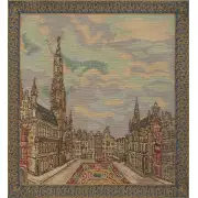 Grand Place Brussels Belgian Cushion Cover - 16 in. x 16 in. Cotton/Viscose/Polyester by Charlotte Home Furnishings | Close Up 1