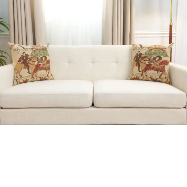 Bayeux Mont St. Michel I Belgian Cushion Cover - 16 in. x 16 in. Cotton/Viscose/Polyester by Charlotte Home Furnishings Inc | Close Up 5