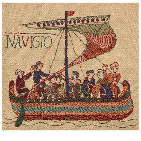 Bayeux Navigo Belgian Cushion Cover - 16 in. x 16 in. Cotton/Viscose/Polyester by Charlotte Home Furnishings | Close Up 1