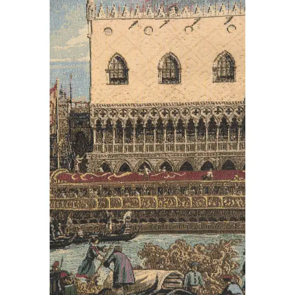 Bucintoro At The Dock Italian Tapestry - 50 in. x 37 in. Cotton/Viscose/Polyester by Canaletto | Close Up 1