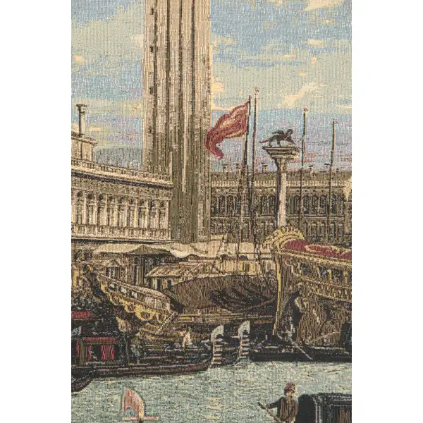 Bucintoro At The Dock Italian Tapestry - 50 in. x 37 in. Cotton/Viscose/Polyester by Canaletto | Close Up 2