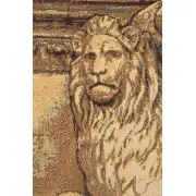 Lion with Books Italian Tapestry | Close Up 1