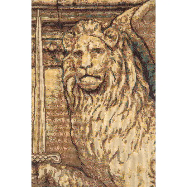 Lion with Sword Italian Tapestry | Close Up 1