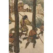 Hunting In The Snow Italian Tapestry - 42 in. x 24 in. Cotton/Viscose/Polyester by Pieter Bruegel | Close Up 2