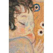 Mother And Child Belgian Tapestry Wall Hanging - 18 in. x 18 in. Cotton/Acrylic/Wool/Polyester by Gustav Klimt | Close Up 1