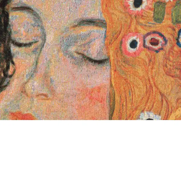 Mother And Child Belgian Tapestry Wall Hanging - 18 in. x 18 in. Cotton/Acrylic/Wool/Polyester by Gustav Klimt | Close Up 2