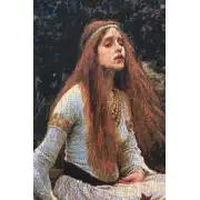 Lady Of Shalott Belgian Tapestry Wall Hanging - 37 in. x 28 in. Cotton/Acrylic/Wool/Polyester by John William Waterhouse | Close Up 1