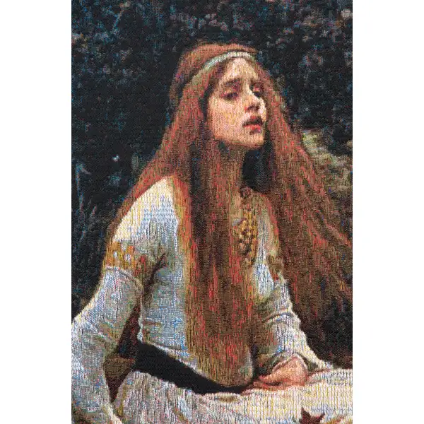 Lady Of Shalott Belgian Tapestry Wall Hanging - 37 in. x 28 in. Cotton/Acrylic/Wool/Polyester by John William Waterhouse | Close Up 1