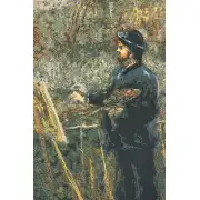 Monet Painting I Belgian Tapestry Wall Hanging - 33 in. x 27 in. Cotton by Pierre- Auguste Renoir | Close Up 1