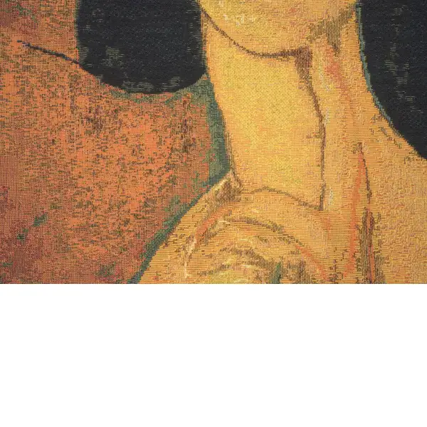 Jeanne Hebuterne In A Large Hat I Belgian Cushion Cover - 18 in. x 18 in. Cotton by Almedo Modigliani | Close Up 5
