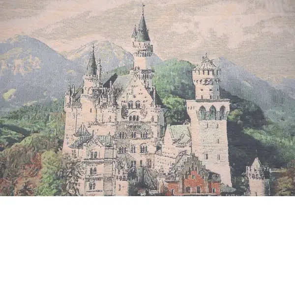 Neuschwanstein Castle Grey Belgian Tapestry Wall Hanging | Close Up 1