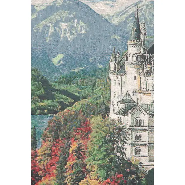 Neuschwanstein Castle Blue Belgian Tapestry Wall Hanging - 35 in. x 29 in. ACotton/viscose by Charlotte Home Furnishings | Close Up 1