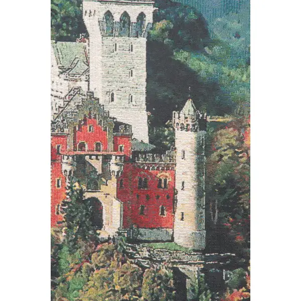 Neuschwanstein Castle Blue Belgian Tapestry Wall Hanging - 35 in. x 29 in. ACotton/viscose by Charlotte Home Furnishings | Close Up 2