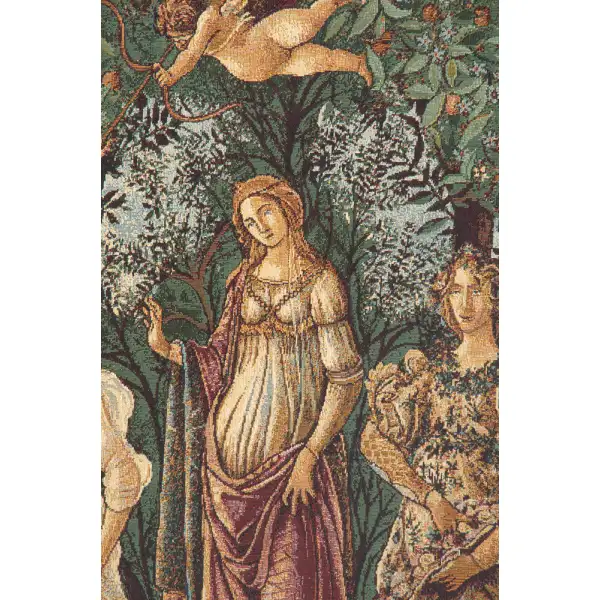 La Primavera Italian Tapestry - 19 in. x 12 in. Cotton by Sandro Botticelli | Close Up 1