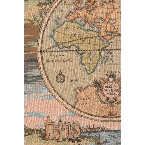Map Of The World Europe Asia Africa Cushion - 19 in. x 19 in. Cotton/Viscose/Polyester by Charlotte Home Furnishings | Close Up 2