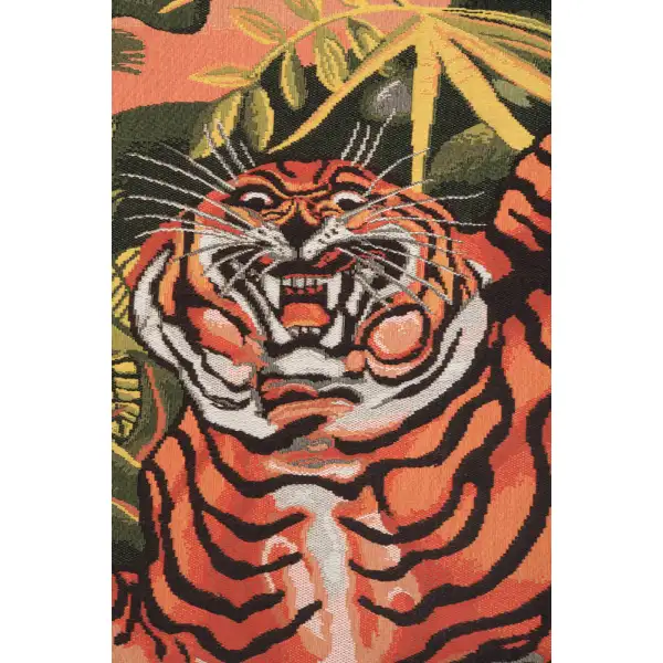 Ligabue Tiger Italian Tapestry - 50 in. x 50 in. Cotton/Viscose/Polyester by Antonio Ligabue | Close Up 1