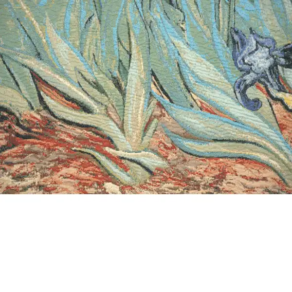 Iris By Van Gogh Italian Tapestry - 63 in. x 48 in. Cotton/Viscose/Polyester by Vincent Van Gogh | Close Up 1