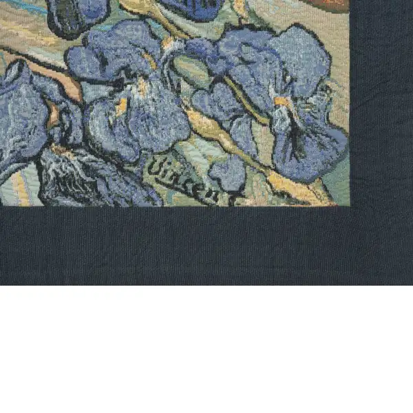 Iris By Van Gogh Italian Tapestry - 63 in. x 48 in. Cotton/Viscose/Polyester by Vincent Van Gogh | Close Up 2