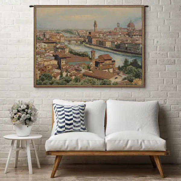 View Of Florence And The Arno Italian Tapestry - 54 in. x 36 in. Cotton/Viscose/Polyester by Alessia Cara | Life Style 1