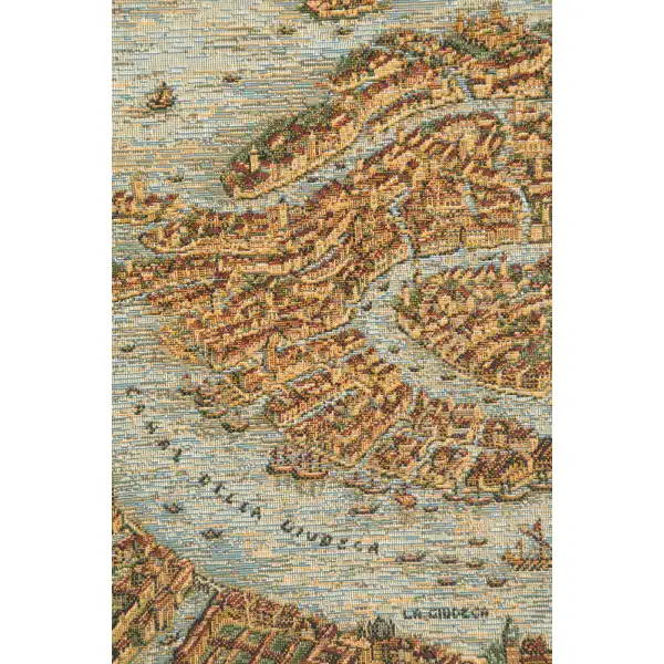 Ancient Map of Venice Horizontal Italian Tapestry | Close Up 1