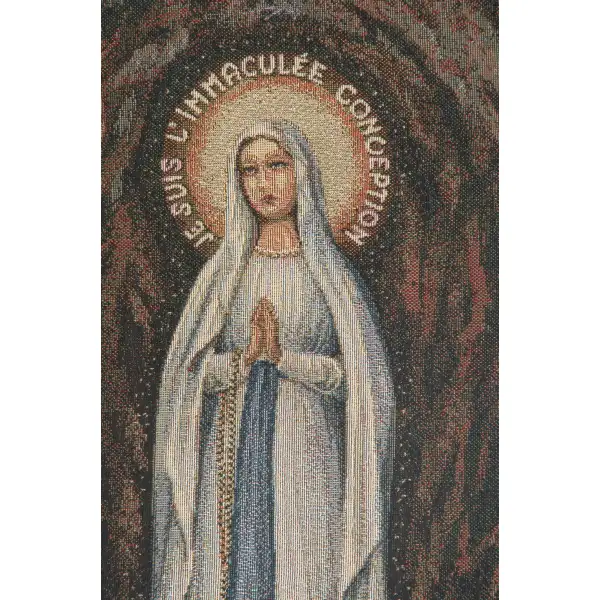 Apparitione Lourdes European Tapestries - 17 in. x 25 in. Cotton/Polyester/Viscose by Alberto Passini | Close Up 1