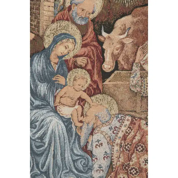 Nativity Adoration European Tapestries - 53 in. x 41 in. Cotton/Polyester/Viscose by Zanobi Strozzi | Close Up 1