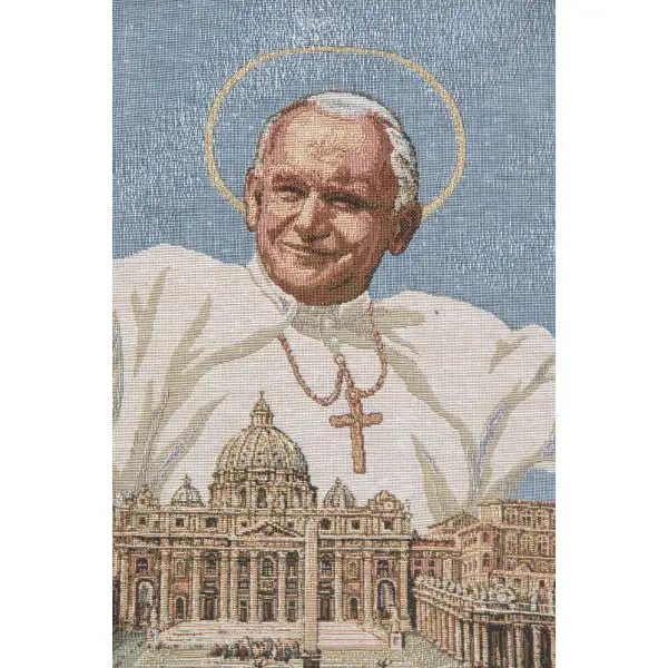 Pope John Paul II Rome European Tapestries - 26 in. x 18 in. Cotton/Polyester/Viscose by Charlotte Home Furnishings | Close Up 1