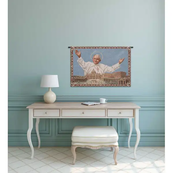 Pope John Paul II Rome European Tapestries - 26 in. x 18 in. Cotton/Polyester/Viscose by Charlotte Home Furnishings | Life Style 1