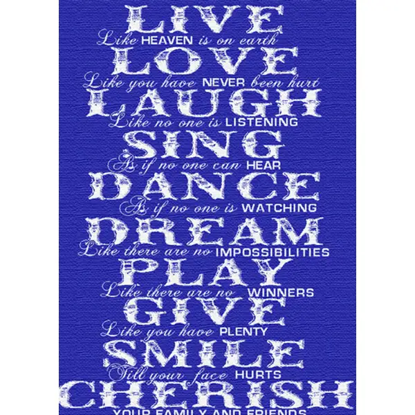 Live Love Laugh - 52 in. x 68 in. Cotton by Charlotte Home Furnishings Inc | Close Up 1