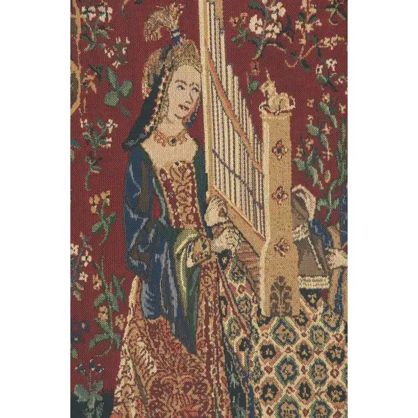 The Lady and the Organ II with Border Belgian Tapestry | Close Up 1