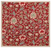 Fleurs de Morris Red Belgian Couch Pillow | Close Up 1