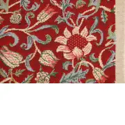 Fleurs de Morris Red Belgian Couch Pillow | Close Up 4