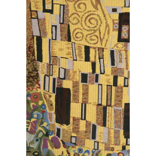 The Kiss (Yellow) Belgian Tapestry - 33 in. x 49 in. Cotton/Viscose/Polyester by Gustav Klimt | Close Up 2