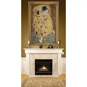 The Kiss (Yellow) Belgian Tapestry - 33 in. x 49 in. Cotton/Viscose/Polyester by Gustav Klimt