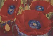 Three Poppies Belgian Tapestry - 33 in. x 20 in. Cotton/Viscose/Polyester by Charlotte Home Furnishings | Close Up 1