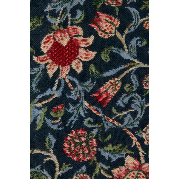 Fleurs de Morris (Blue) I Belgian Bell Pull | Close Up 1